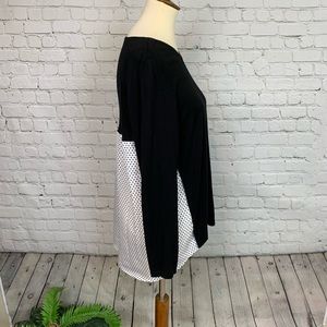 Chico’s Sz 2 Black HighLow tunic w/ polka dots